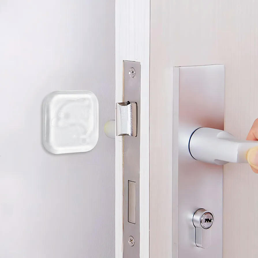 Juego de 6 Topes de Puertas Transparentes Autoadhesivos Cuadrados y Redondos de Silicona PU