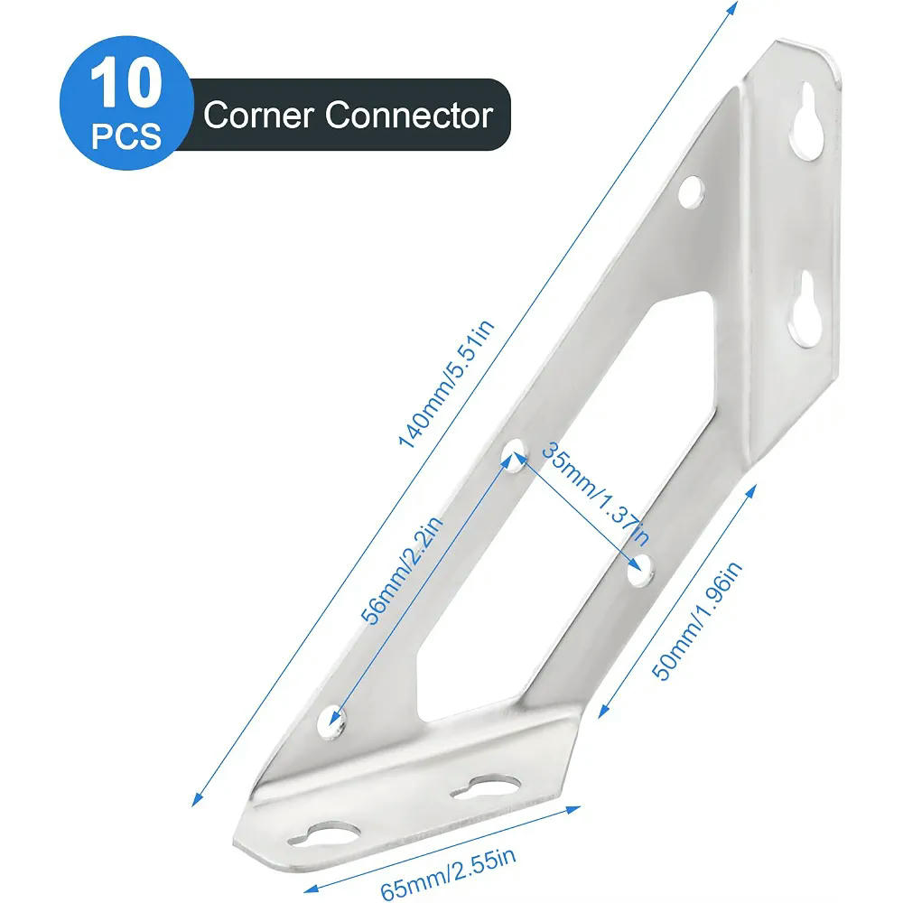 10 Piezas de Escuadras de Acero Inoxidable para Soporte de Muebles y Estructuras