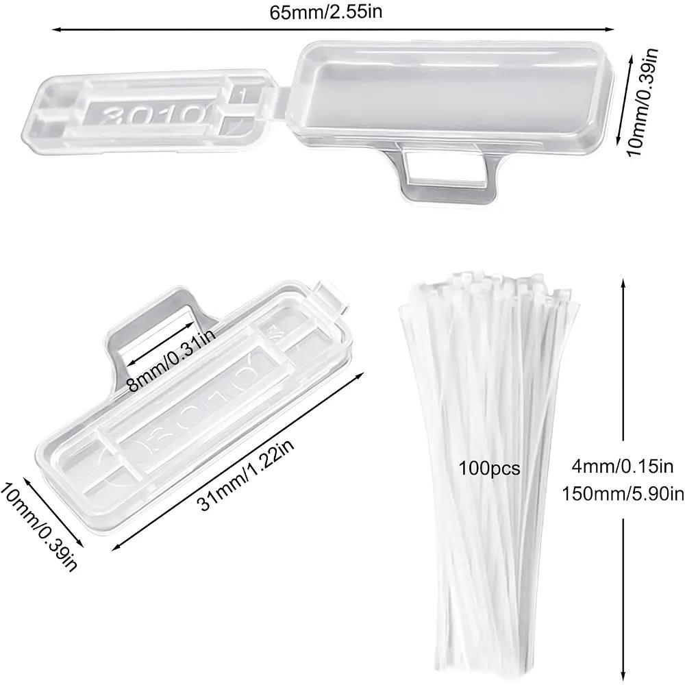 Kit de Etiquetas para Cables con Bridas Reutilizables - 50 Etiquetas Impermeables, Blanco, Nylon