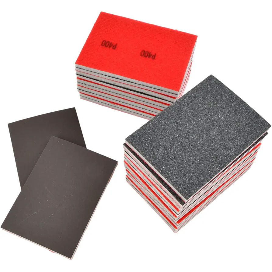 Esponjas de Lijado de Óxido de Aluminio, 24 Piezas, Grano Mixto para Madera, Metal y Plástico, Ideal para Lijado Húmedo y Seco, Flexibles y Reutilizables
