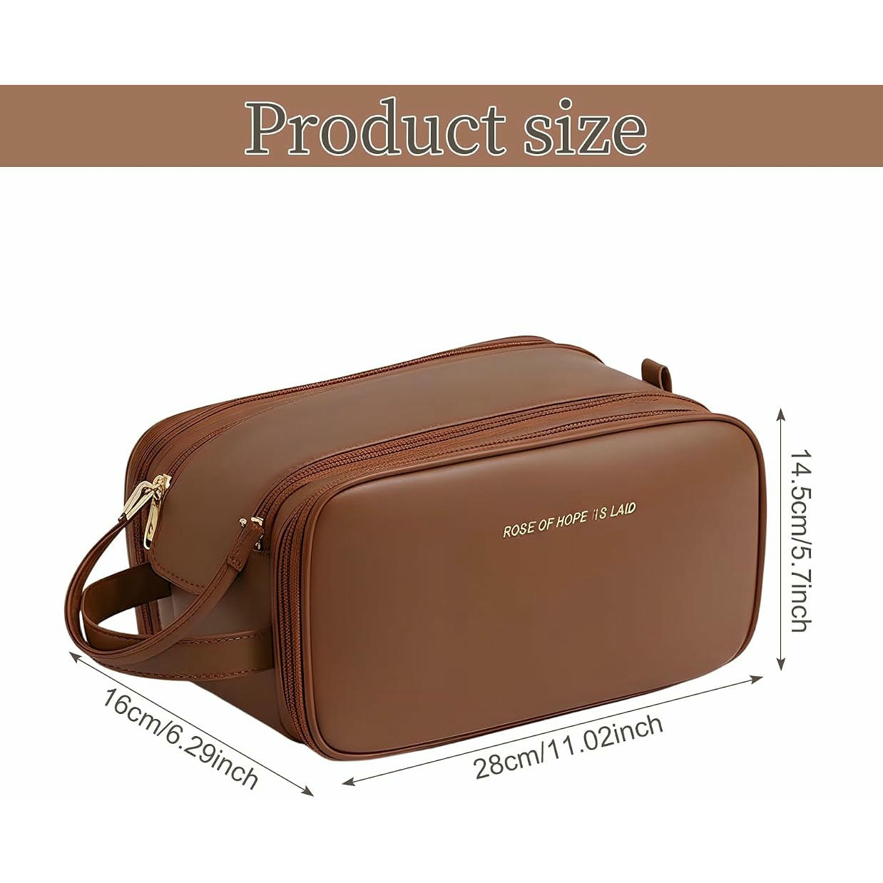 Neceser de Maquillaje Impermeable con Compartimientos y Asa, Organizador Grande para Viajes, Marrón Moca