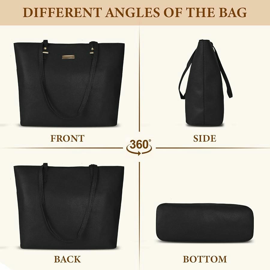 Bolso de Mano para Mujer, Set de 3 Piezas en Material de PU - Incluye Tote Bag, Bandolera y Billetera (Marrón)