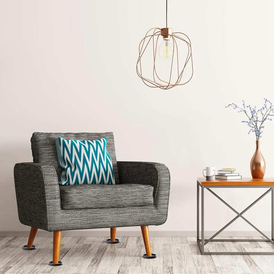 Tazas de Goma para Muebles, Almohadillas Antideslizantes Redondas, Soporte Estable para Patas de Muebles, Protector de Suelos, 6 Piezas, Negro