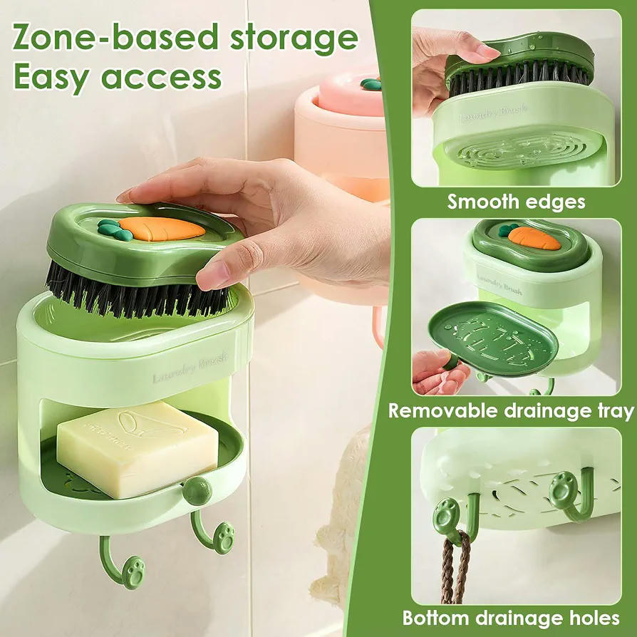 2 Cajas de Jabón Multifuncionales Colgantes, Tres en Uno, para Baño y Cocina (Verde)