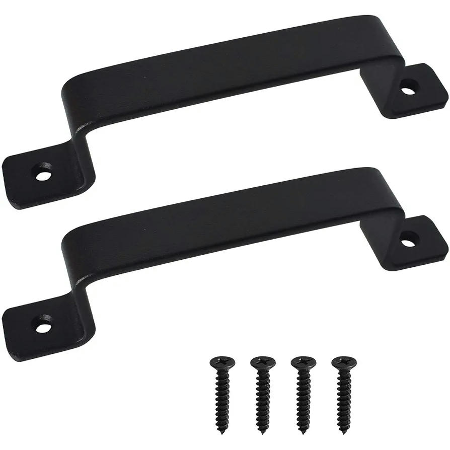 Tiradores de Puerta de Hierro Fundido - 2 Piezas con Tornillos para Puertas Corredizas (Negro)