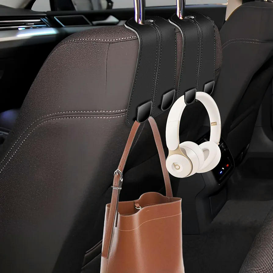 Ganchs per reposacaps de cotxe, 4 peces, accessoris d'alta qualitat per a emmagatzematge, compatibles amb bosses i jaquetes, color negre