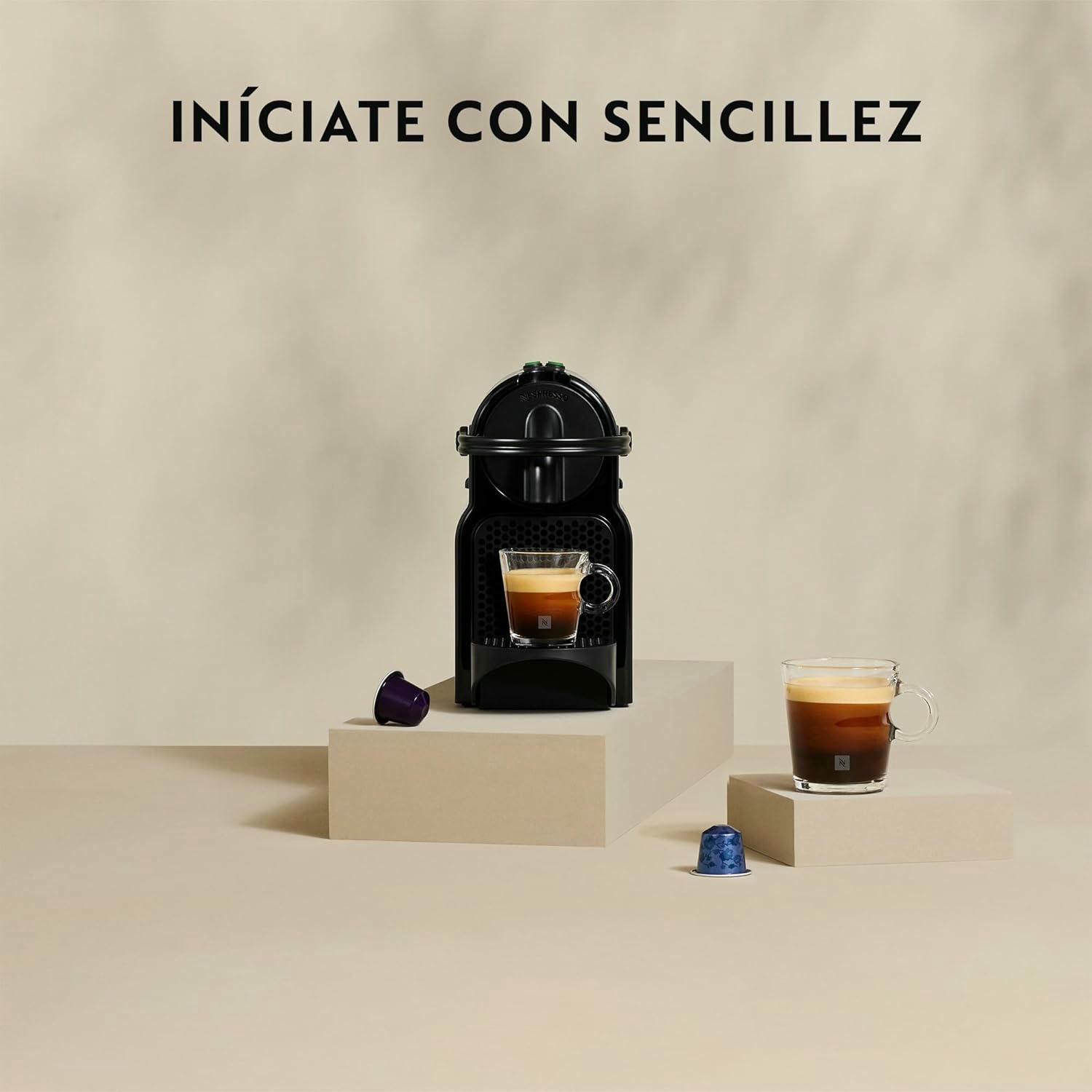 Nespresso De'Longhi Inissia EN80.B - Cafetera monodosis de cápsulas Nespresso, 19 bares, apagado automático, color negro