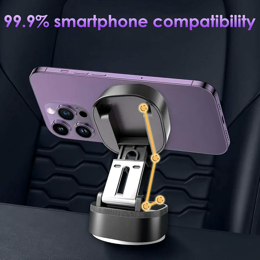 Soporte magnético para móvil, soporte de succión por vacío ajustable 360 grados, soporte para coche y gimnasio, compatible con teléfonos y tabletas, color blanco