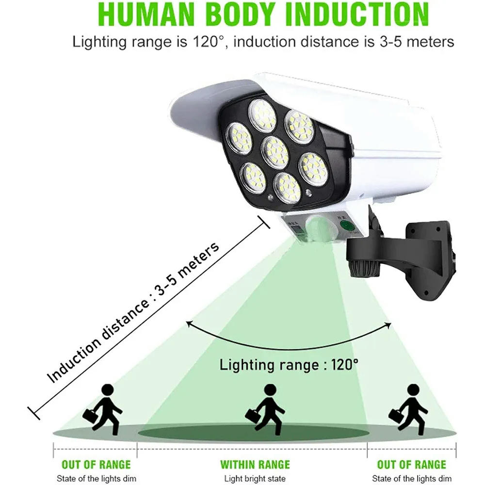 Luz Solar LED Al Aire Libre con Sensor de Movimiento y 77 LEDs para Seguridad de Jardín