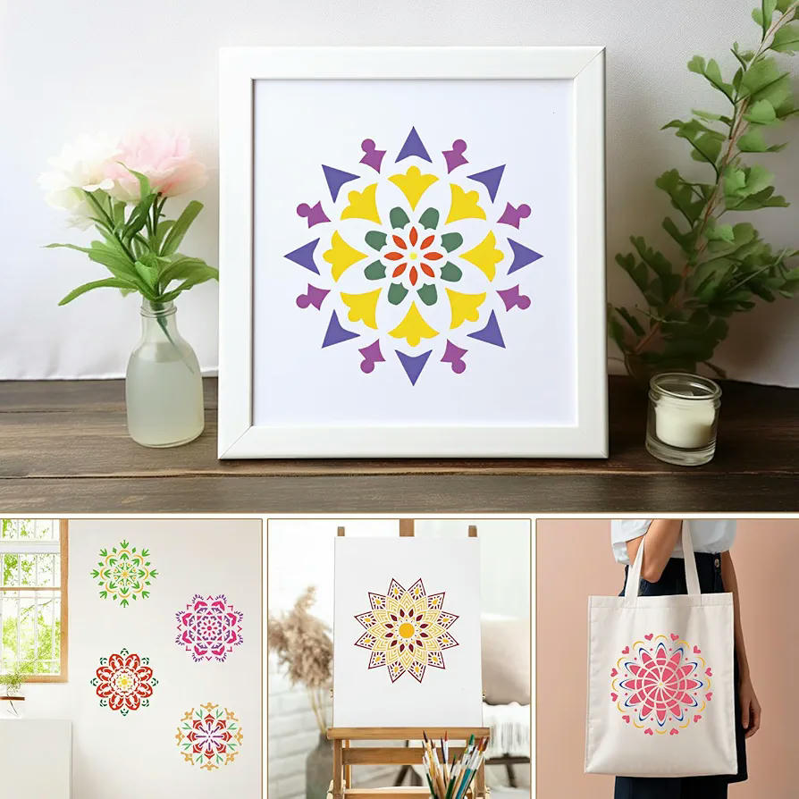 Juego de 20 Plantillas de Mandala Reutilizables para Pintura y Manualidades, 20x20cm