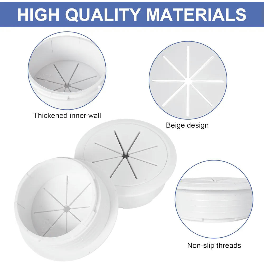 6 pasacables blancos para escritorio, 50 mm, organizadores de cables, 6 unidades