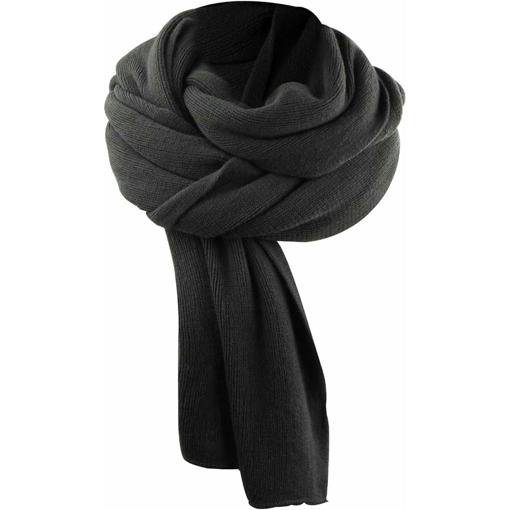 Bufanda de invierno unisex, 200 x 60 cm, punto acrílico, suave y térmica, ideal para exterior, color gris