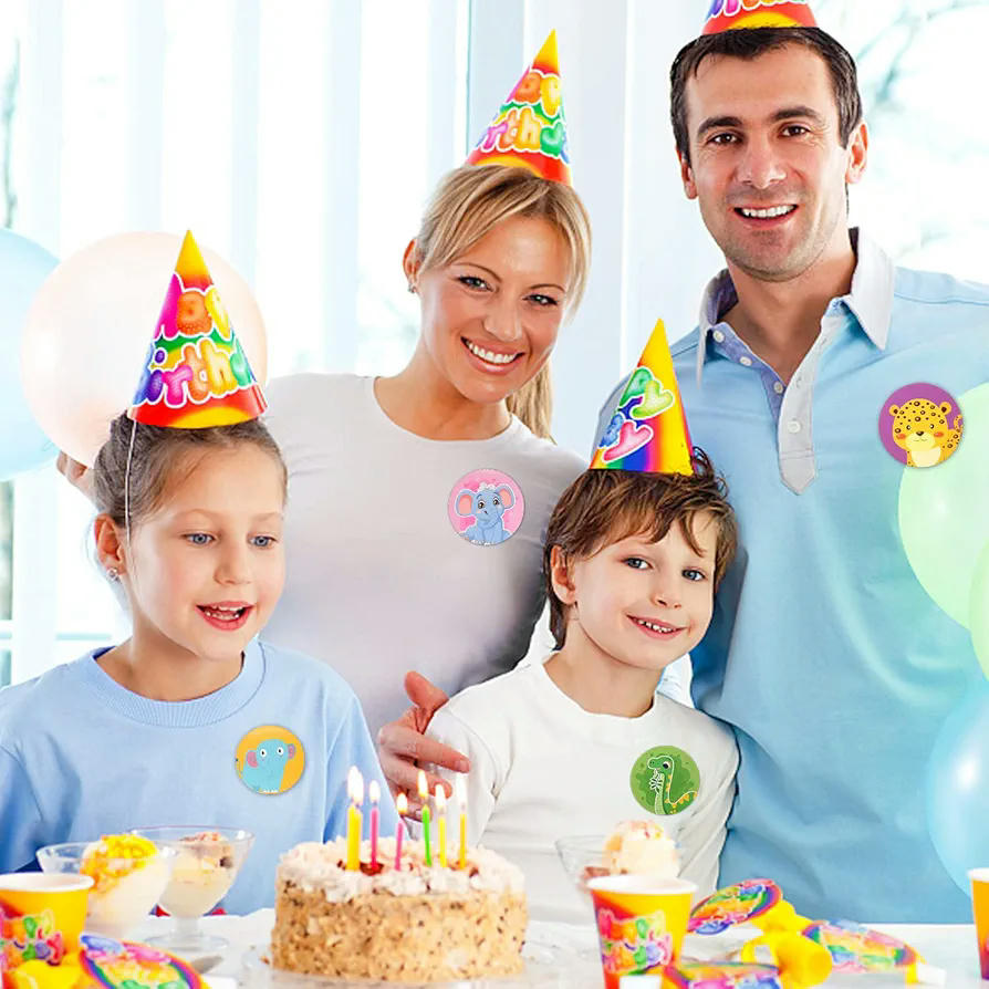 Conjunt de 144 Adhesius d'Animals, Adhesius Rodons Gomets de Recompensa per a Nens, Ideal per a Decorar Llibres, Targetes i Sobrets