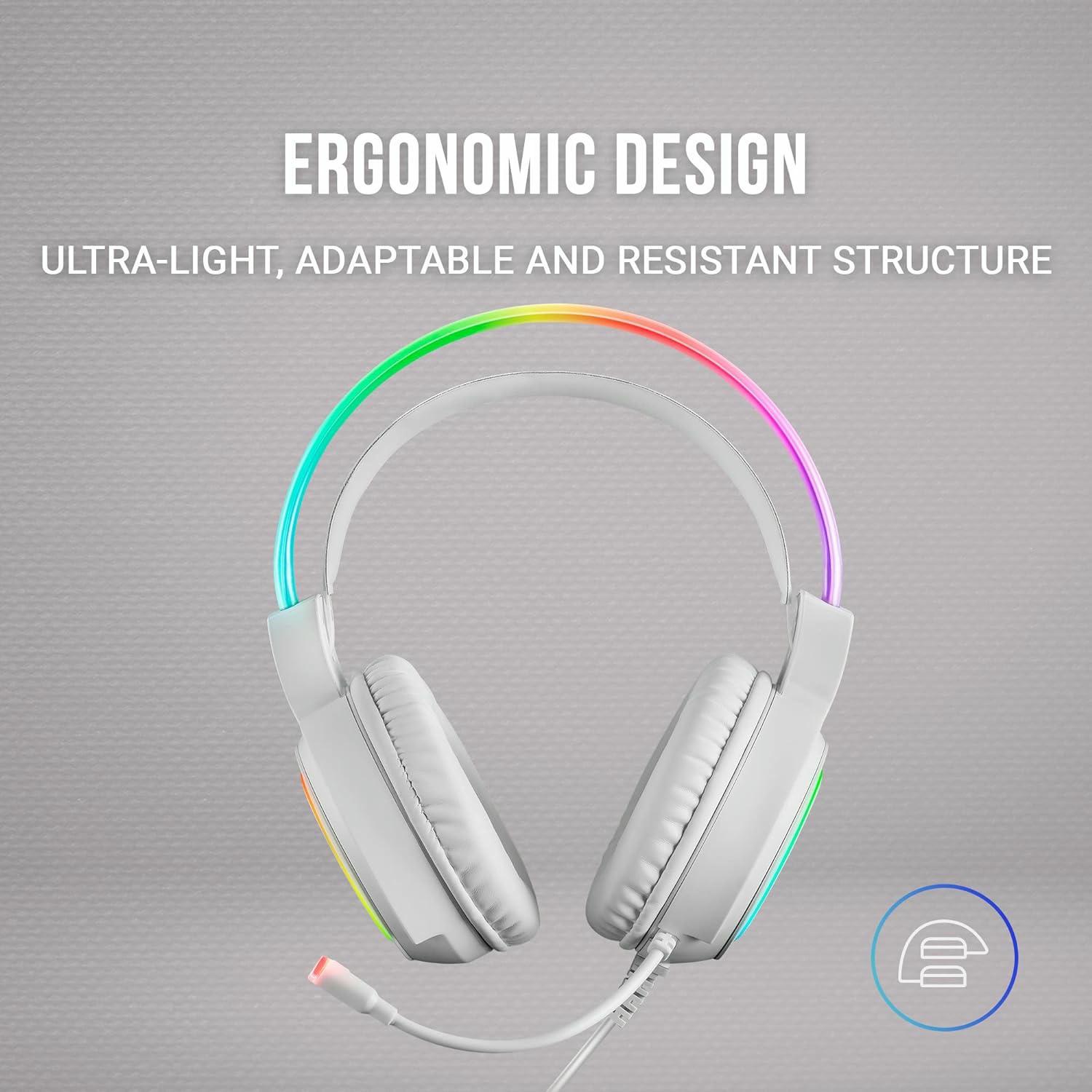 Mars Gaming MHRGB Blanco, Auriculares Chroma RGB Flow, Micrófono Profesional, Sonido Espacial