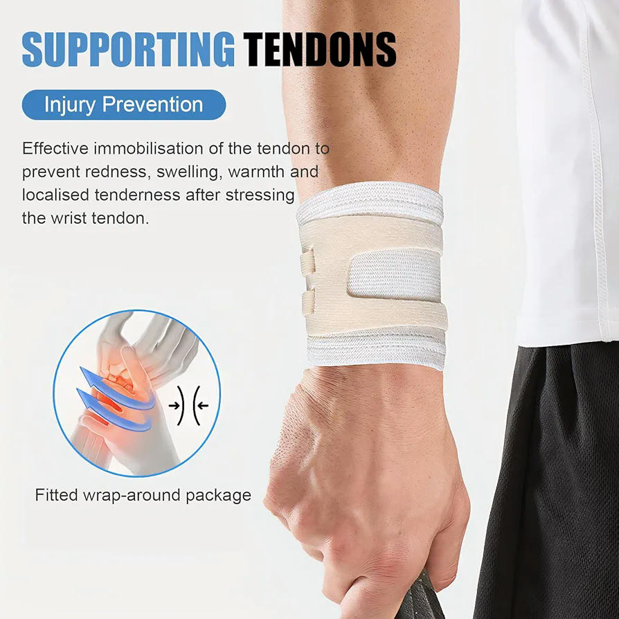 Muñequera Deportiva Ajustable con Soporte para Muñecas, Transpirable y Ligera, Unisexo, para Ejercicio y Rehabilitación (Negro)