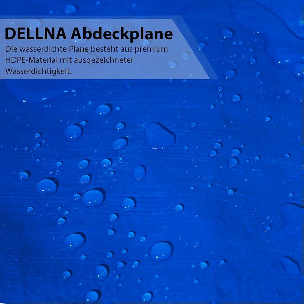 Lona de polietileno 3 x 3 m con ojales de aluminio, impermeable y resistente a rayos UV, con cuerda de 10m, ideal para cubrir camiones, piscinas, muebles de jardín y más