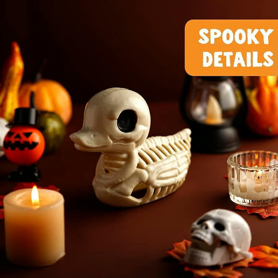 2 Figuras Pato Esqueleto, 4.7 pulgadas, patito accesorio decorativo para Halloween, figura de resina sintética, diseño encantador y espeluznante