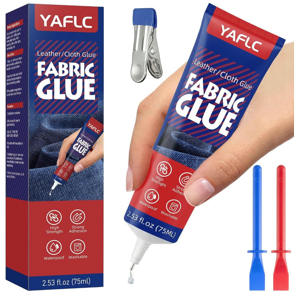 Pegamento permanente para tela 75 ml, adhesivo transparente para ropa, ideal para algodón, mezclilla y poliéster