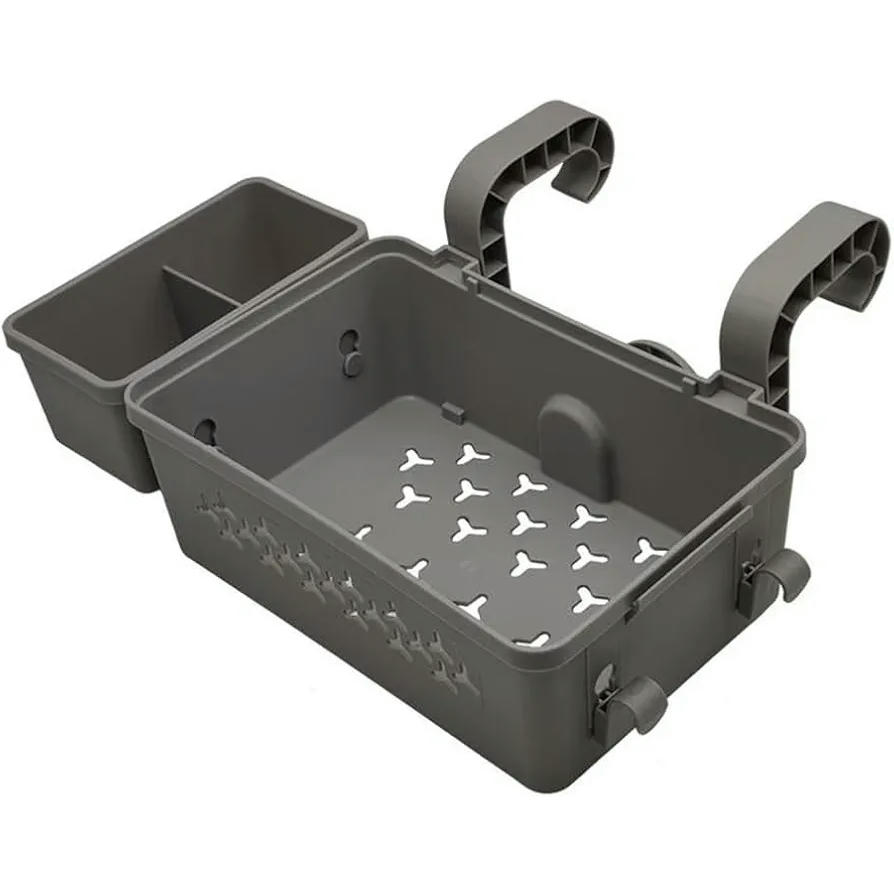 Bandeja de almacenamiento, accesorios portables para piscinas elevadas, con portavasos, color gris