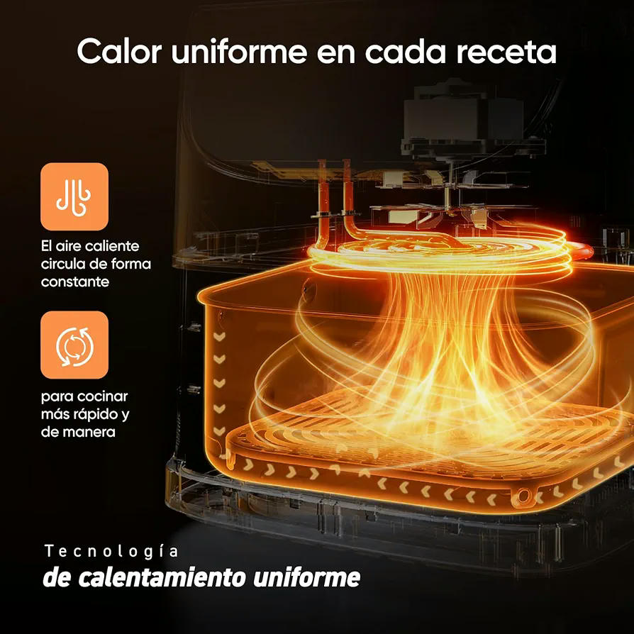 Cosori Freidora de Aire 5,7L Interior Metálico Real, Air Fryer Diseño Antióxido, Tecnología Calefacción Uniforme, 40 Recetas, Reducción de Grasas para una Vida Saludable, Eficiencia Energética, 1700W