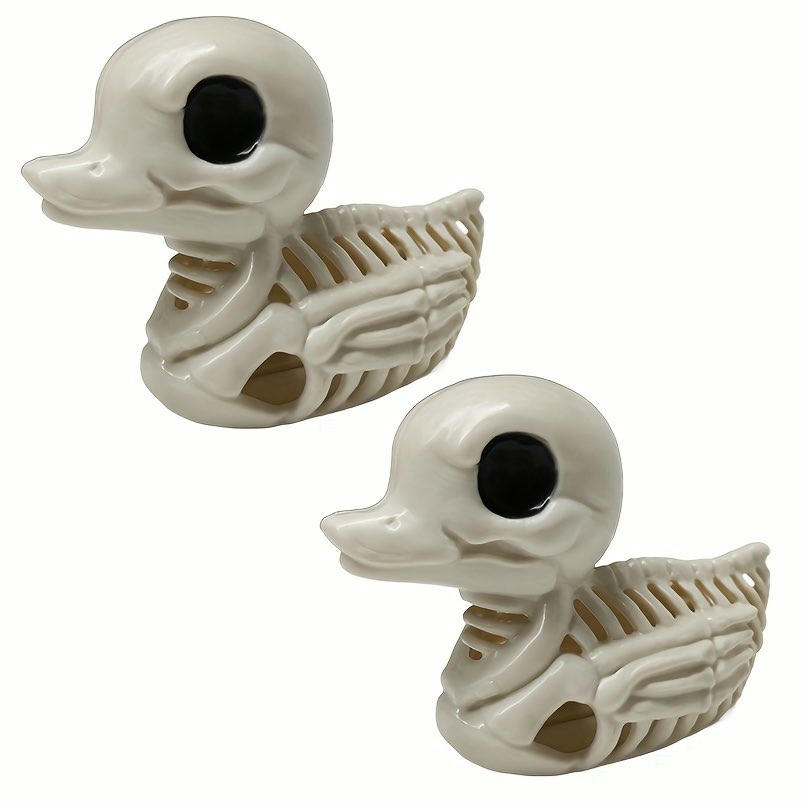 2 Figuras Pato Esqueleto, 4.7 pulgadas, patito accesorio decorativo para Halloween, figura de resina sintética, diseño encantador y espeluznante