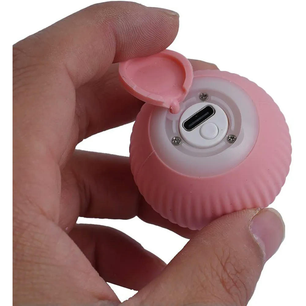 Juguete Interactivo para Gatos, Bola Rodante Automática de Silicona, Silencioso para Mascotas, Color Rosa