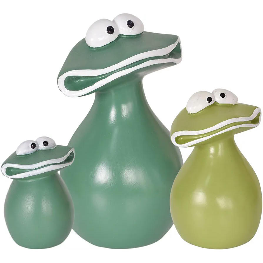 3 Piezas Figuras Decorativas de Rana para Jardín, Estatua de Resina para Exteriores e Interiores (Verde)