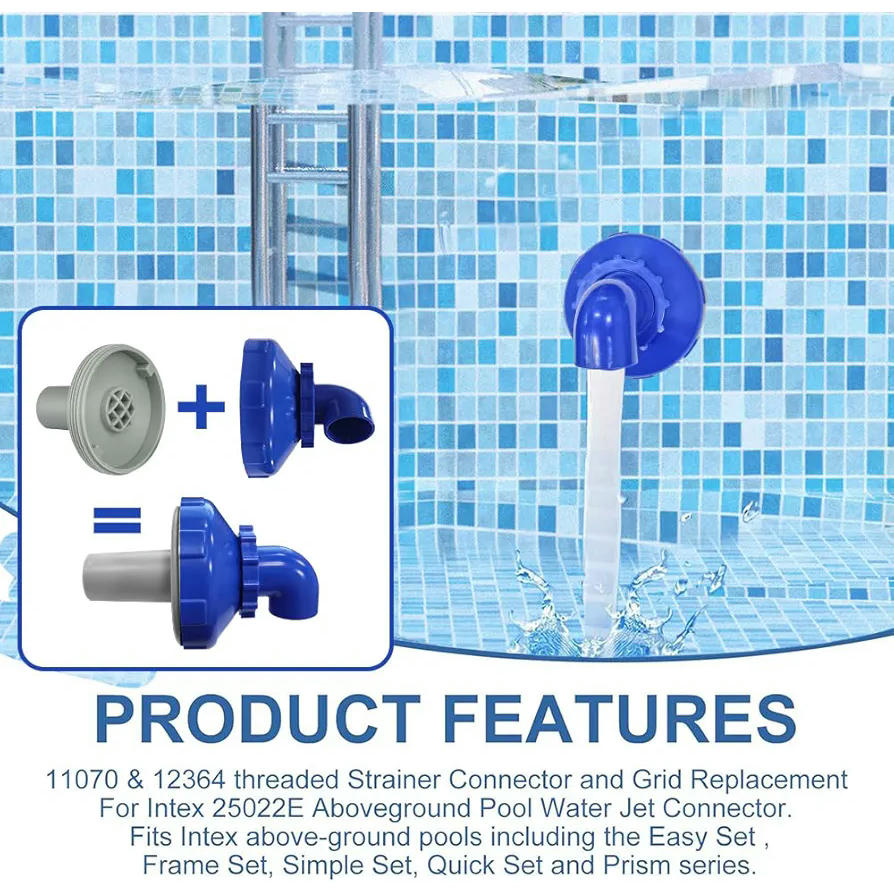 Boquilla de entrada para piscina giratoria 360 grados, boquilla ajustable de salida, accesorios de conexión para piscinas Intex y Bestway