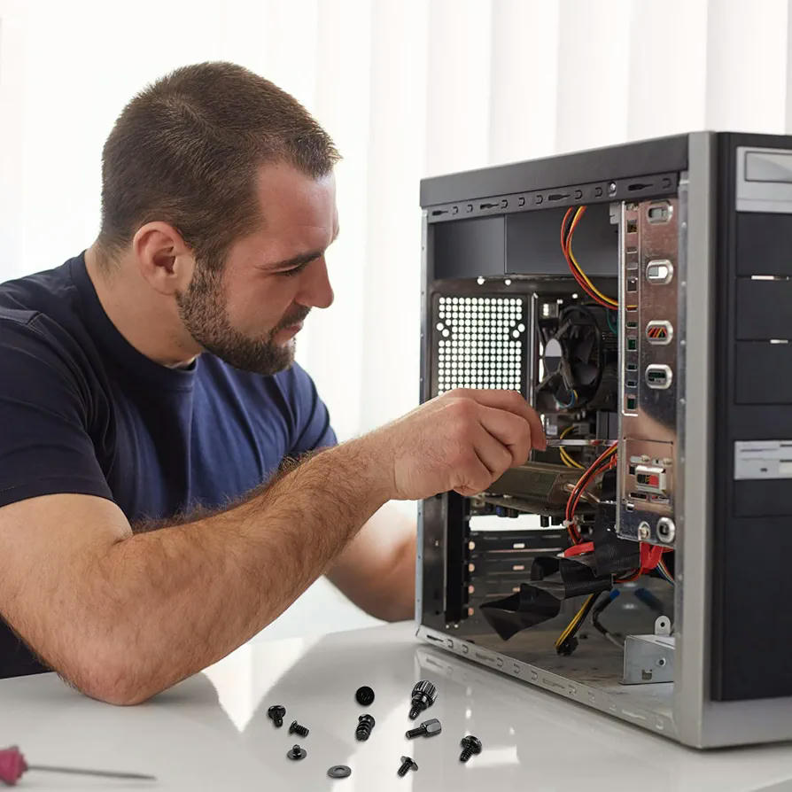 Kit de Tornillos para Ordenador, 420 Piezas, Juego de Tornillos para Laptop, 10 Tamaños, Tornillos de Acero al Carbono, Compatible con Placas Base y Computadoras (Negro)