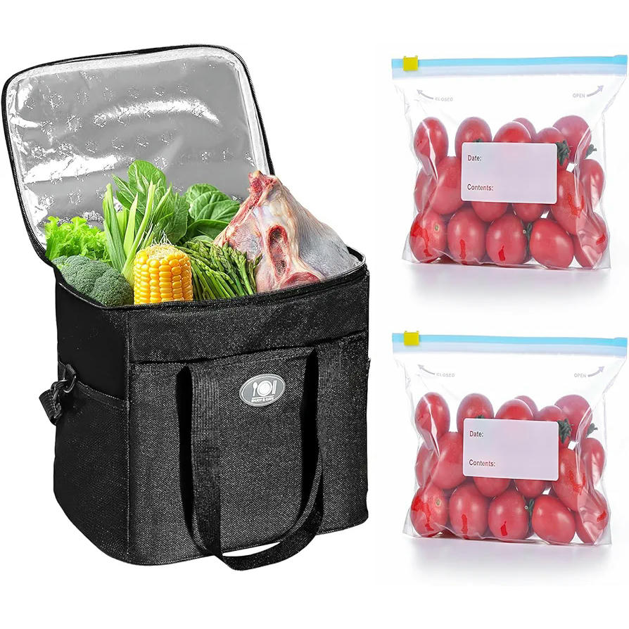 Bolsa térmica plegable de 16 litros, impermeable y a prueba de fugas, ideal para picnic, camping y viajes, con correa ajustable y múltiples bolsillos (Negro)