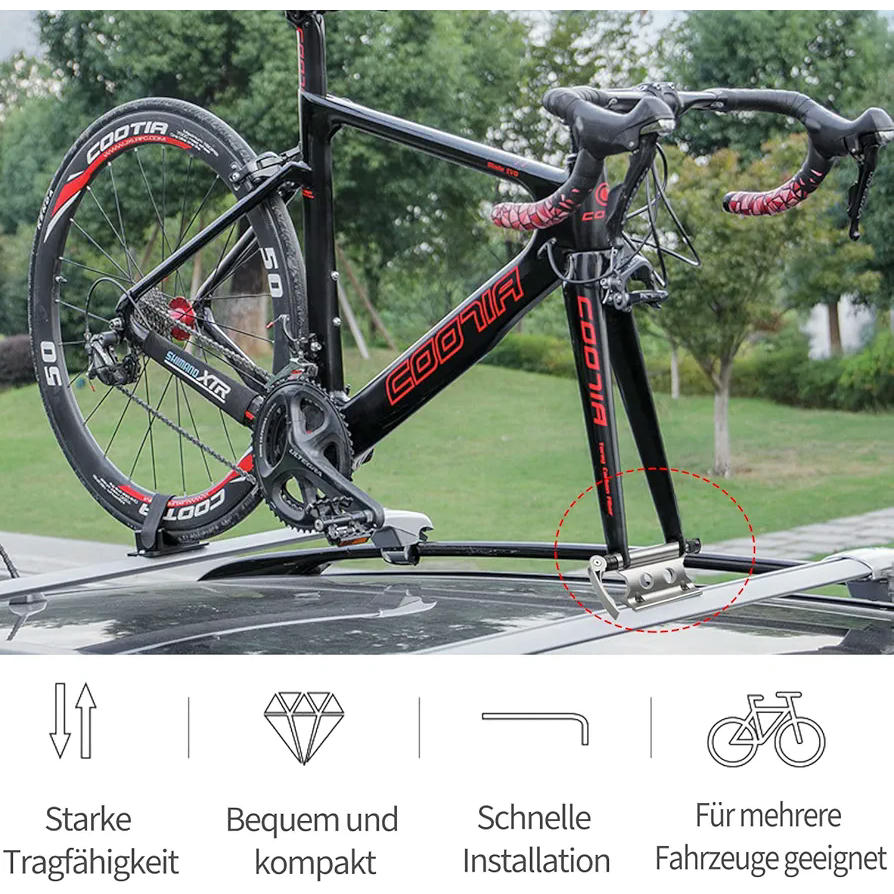 Soporte para horquilla de bicicleta, modelo de aleación de aluminio, accesorio resistente y portátil para montaje en vehículos, compatible con SUV y remolques