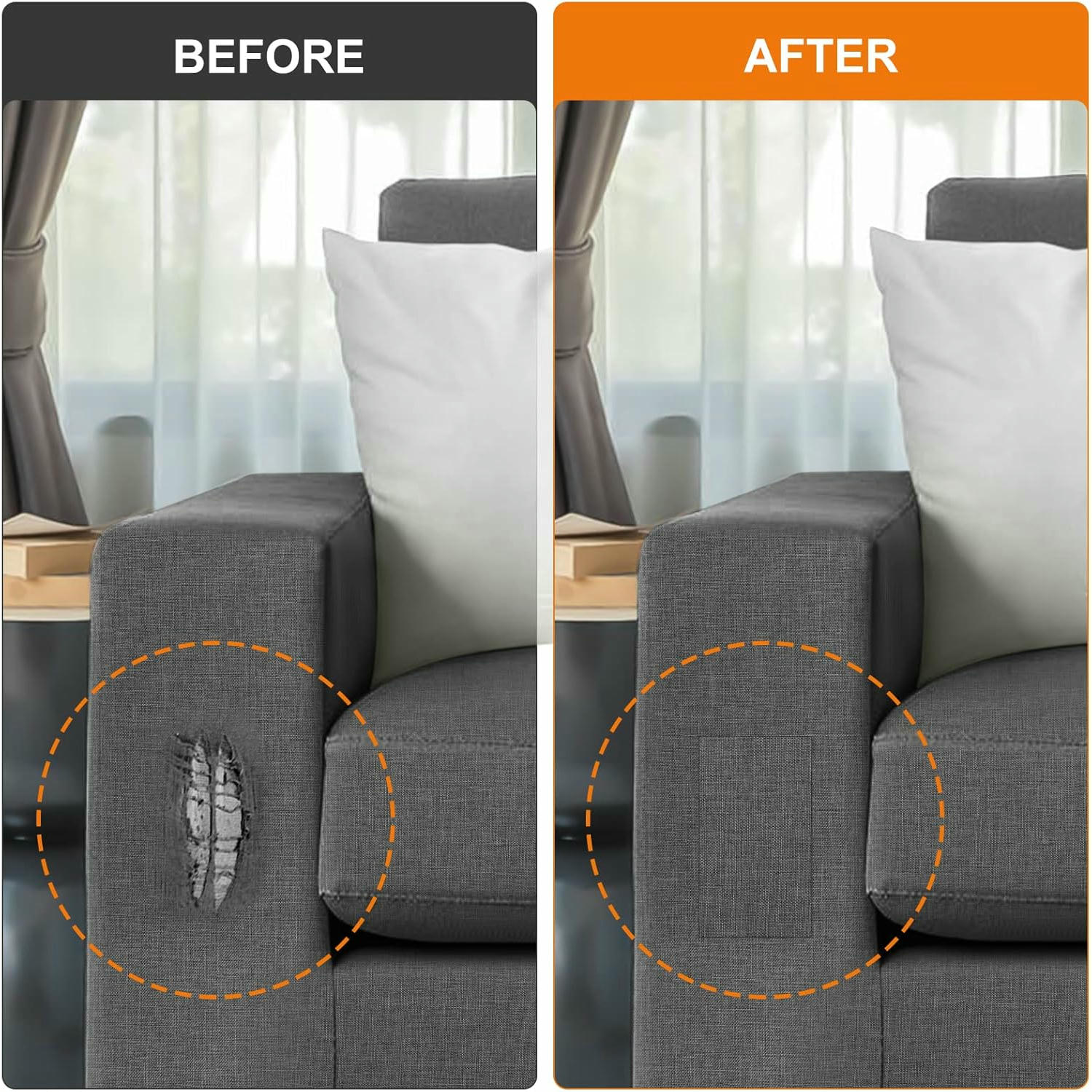 Cahomo Parche de Tela de Lino Autoadhesivo, 10 * 160 cm Parches de Reparación de Lino, para Tapizar, Sofá, Asientos de Coche, Bolsa de Lona, Muebles, Gris oscuro