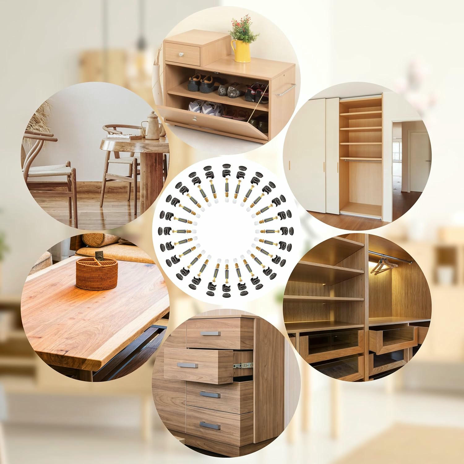 Conectores de Muebles de Excéntricas con Accesorios de leva Tuercas para Conexión de Muebles de Gabinete 30 Piezas