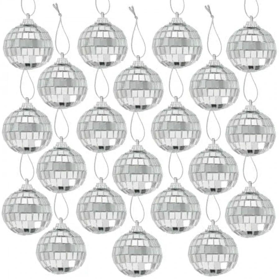 Bola de discoteca con espejo, 24 unidades, 4 cm, color plateado, para decoración de fiestas y eventos