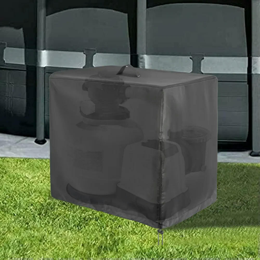 Funda impermeable para filtro de piscina, cubierta para bomba de piscina, resistente al polvo, con cremallera, protección UV, tamaño adaptable para modelos estándar (Negro)