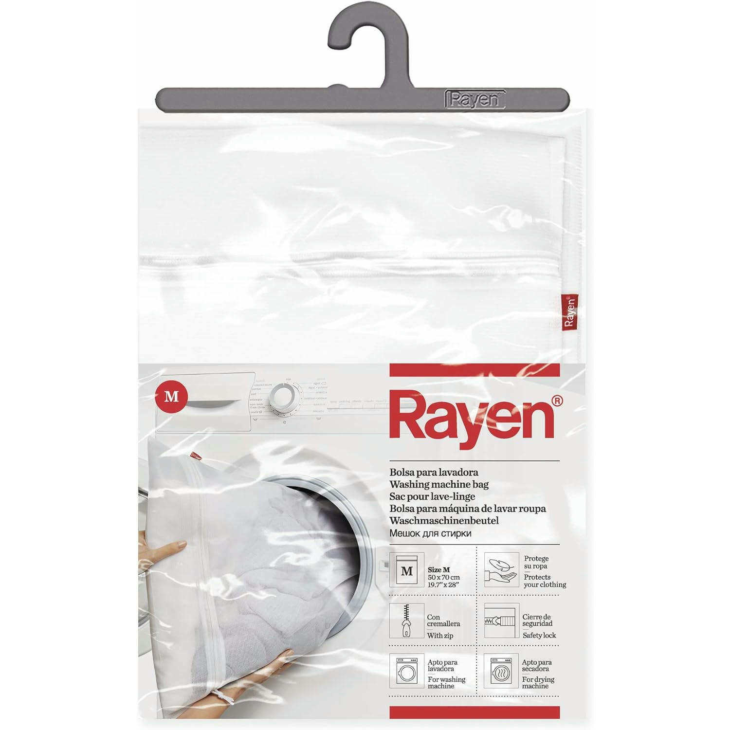 Rayen Rentadora i Assecadora bugaderia | Fundeta per a la bugada amb Cremallera | Bossa Protectora Reutilitzable per al Rentat de Roba | Mida M | 1 unitat, Blanc | 50 x 70 cm