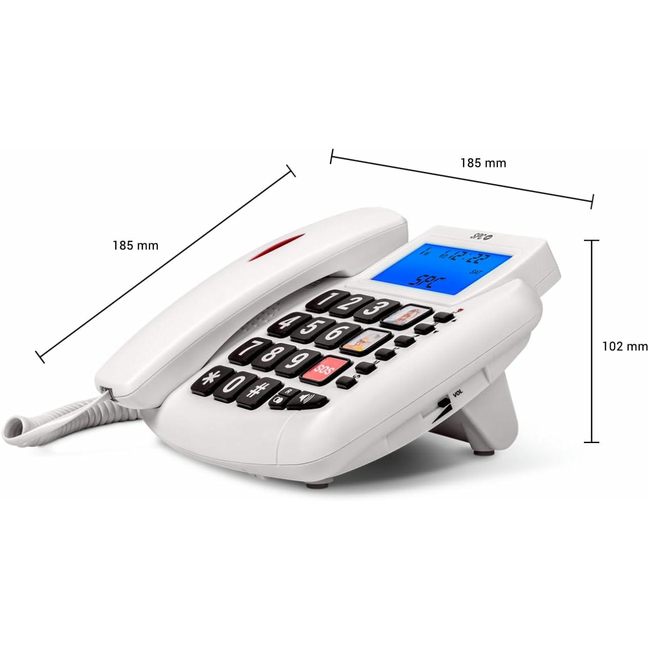 SPC Comfort Volume 2 - Teléfono Fijo | Teclas Grandes para Mayores | Amplificador de Volumen | 3 Memorias Directas | Identificador de Llamadas, Azul