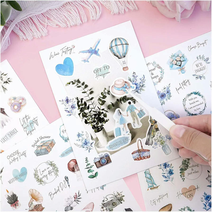 Libro de Visitas para Bodas de 144 Páginas, con 6 Hojas de Pegatinas, Álbum de Fotos para Bodas y Celebraciones, 21 x 21 cm (Marrón)