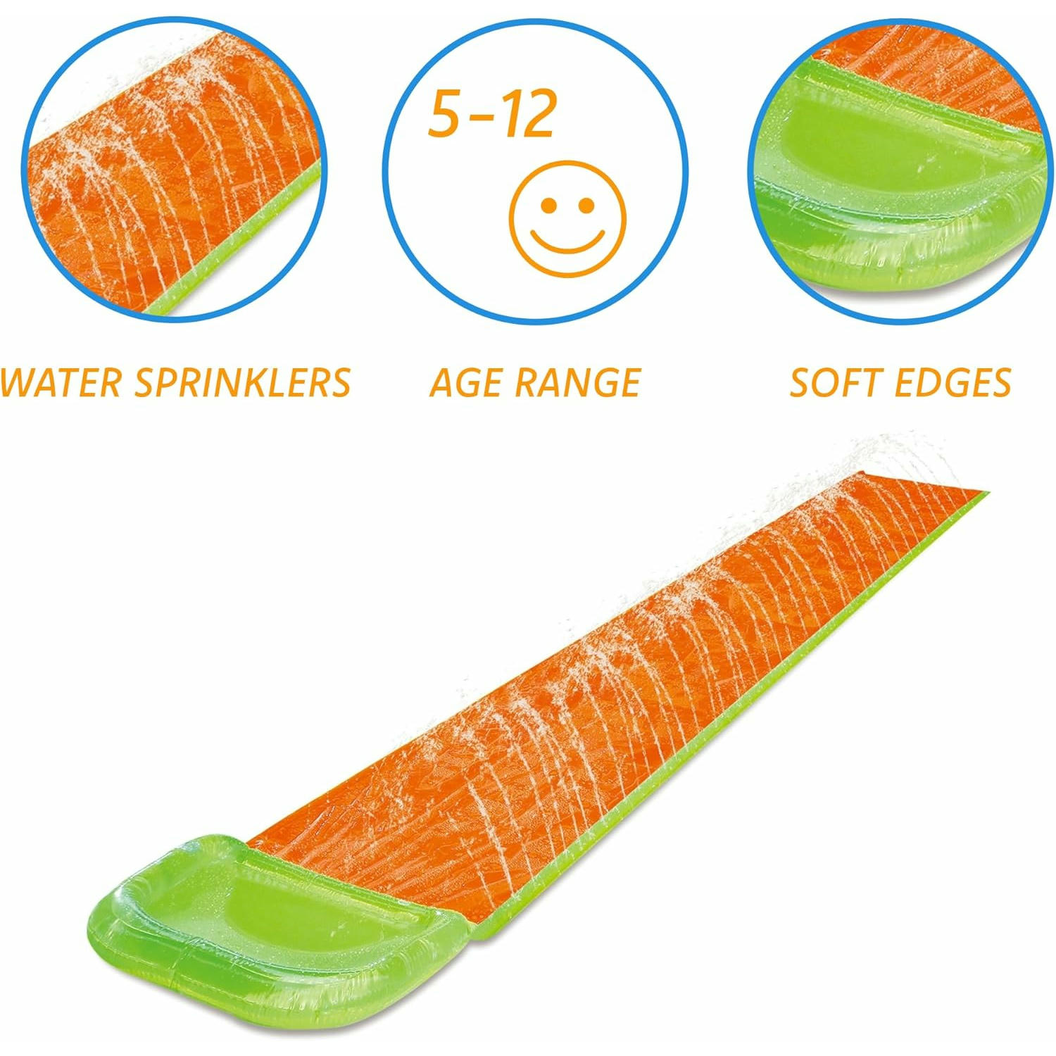 Summer Waves Pista Deslizante, Tobogán de Agua Velocidad, Juego de Jardin Familiar, Pista de Agua, Juego Acuático, 5.49 M x 79 CM