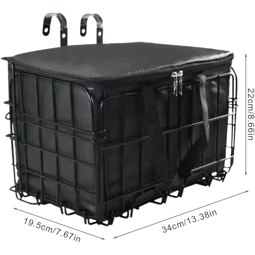 Cesta de bicicleta Plegable, Portabicicletas escolar con bolsa interior extraíble, Cesta de almacenamiento para bicicleta eléctrica (color negro)