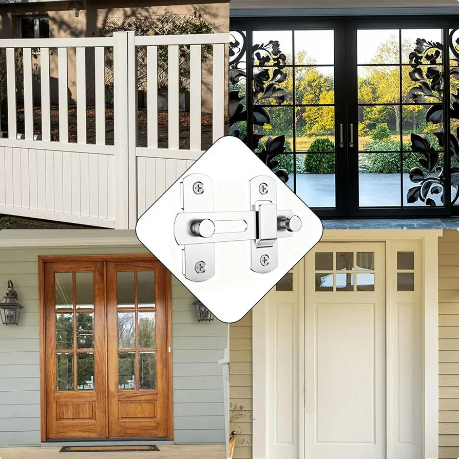 2 Piezas Cerradura de Picaporte de Acero Inoxidable 304, Cerrojo de Seguridad para Puertas, Ventanas, Armarios y Baños, Giro de 180 Grados, 10 Centímetros, Negro