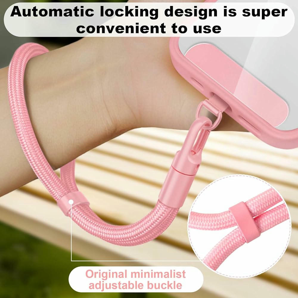 Cordón Universal para Teléfono Móvil Giratorio 360 Grados, Cordón de Aleación de Aluminio Rosa, Antipérdida, Compatible con Teléfonos Inteligentes