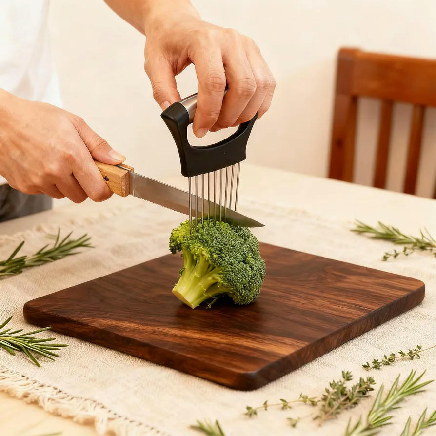 Juego Combinado de Ablandador de Carne y Aguja para Cebolla, 2 Piezas de Acero Inoxidable (Negro)