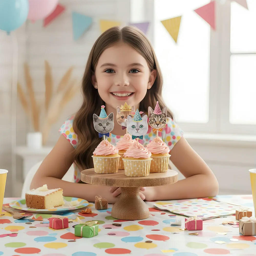 Conjunto de Decoración de Cumpleaños para Gatos con Pancartas y Complementos, Multicolor