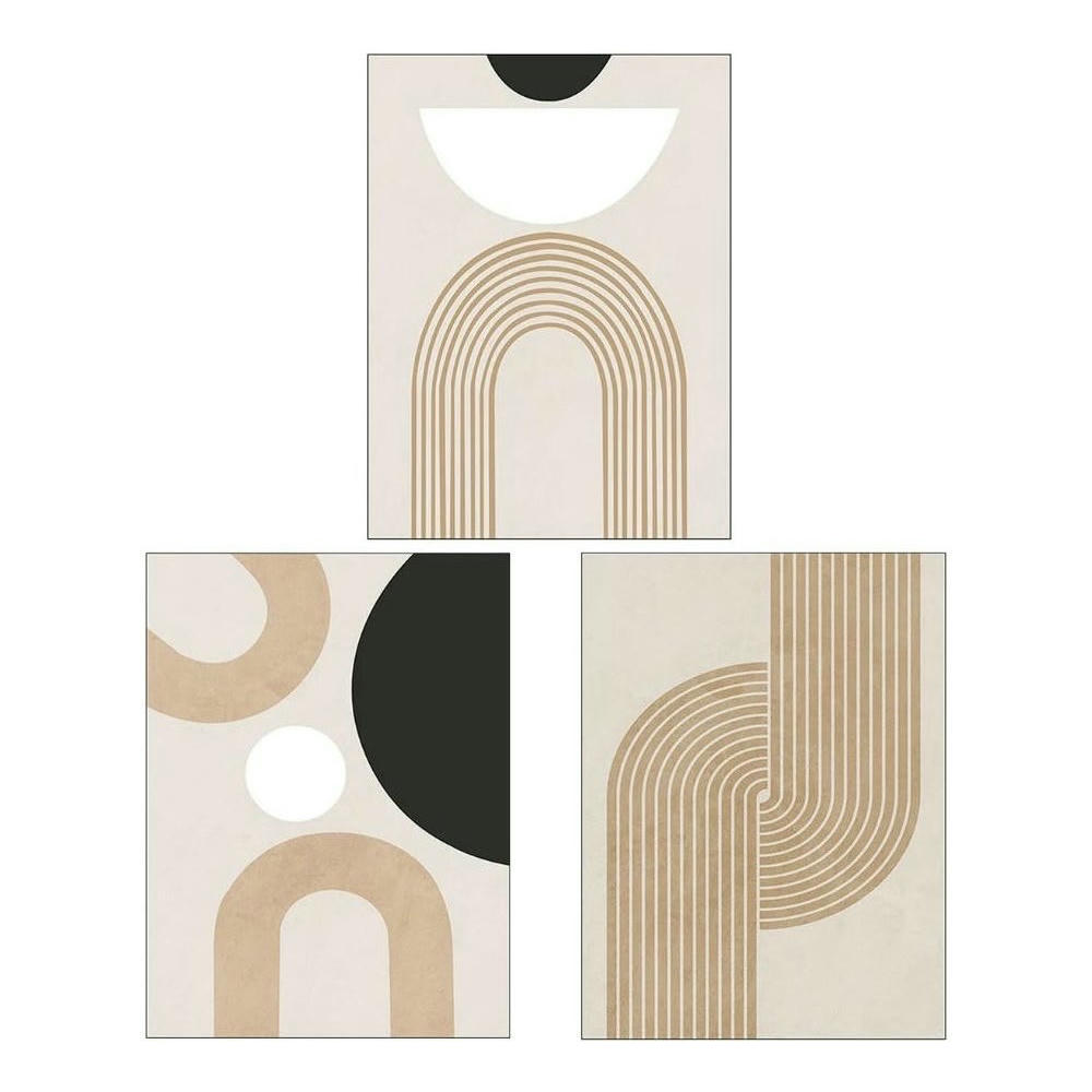 Juego de 3 Pósteres de Arte Abstracto Geométrico, Cuadros Modernos en Lienzo, Decoración Minimalista para Pared, Tamaño 30 x 40 cm, color beige
