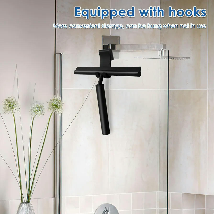 Escobilla de goma para suelo con mango telescópico de 97 cm, limpia sin rayar, escoba multifuncional para ducha, ideal para azulejos y cristales
