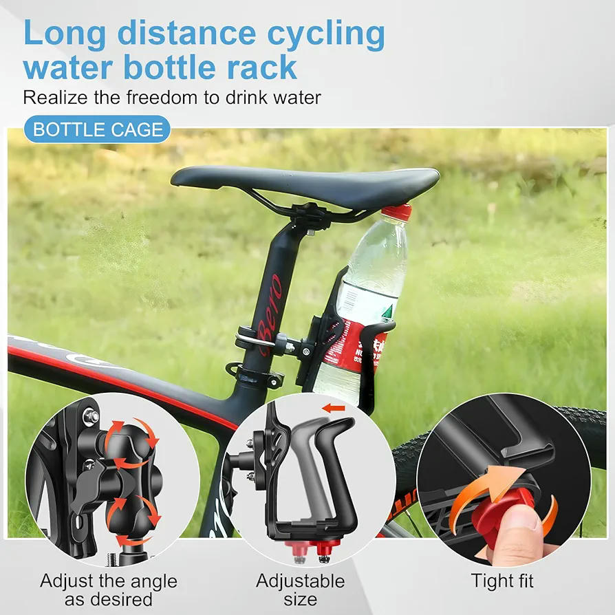 Juego de Soporte para Botellas de Bicicleta con Botella de Agua Deportiva y Marcadores de Tiempo (Negro)