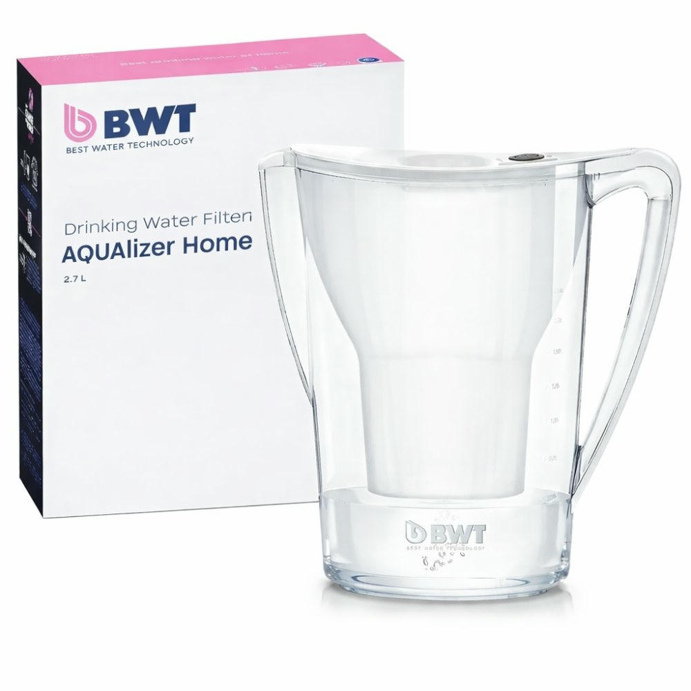 BWT Jarra Filtradora de Agua Aqualizer Blanca 2,7L - Reduce Cal, Cloro e Impurezas y Enriquece con Magnesio - no incluye cartucho