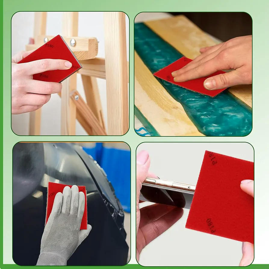 Esponjas de Lijado de Óxido de Aluminio, 24 Piezas, Grano Mixto para Madera, Metal y Plástico, Ideal para Lijado Húmedo y Seco, Flexibles y Reutilizables