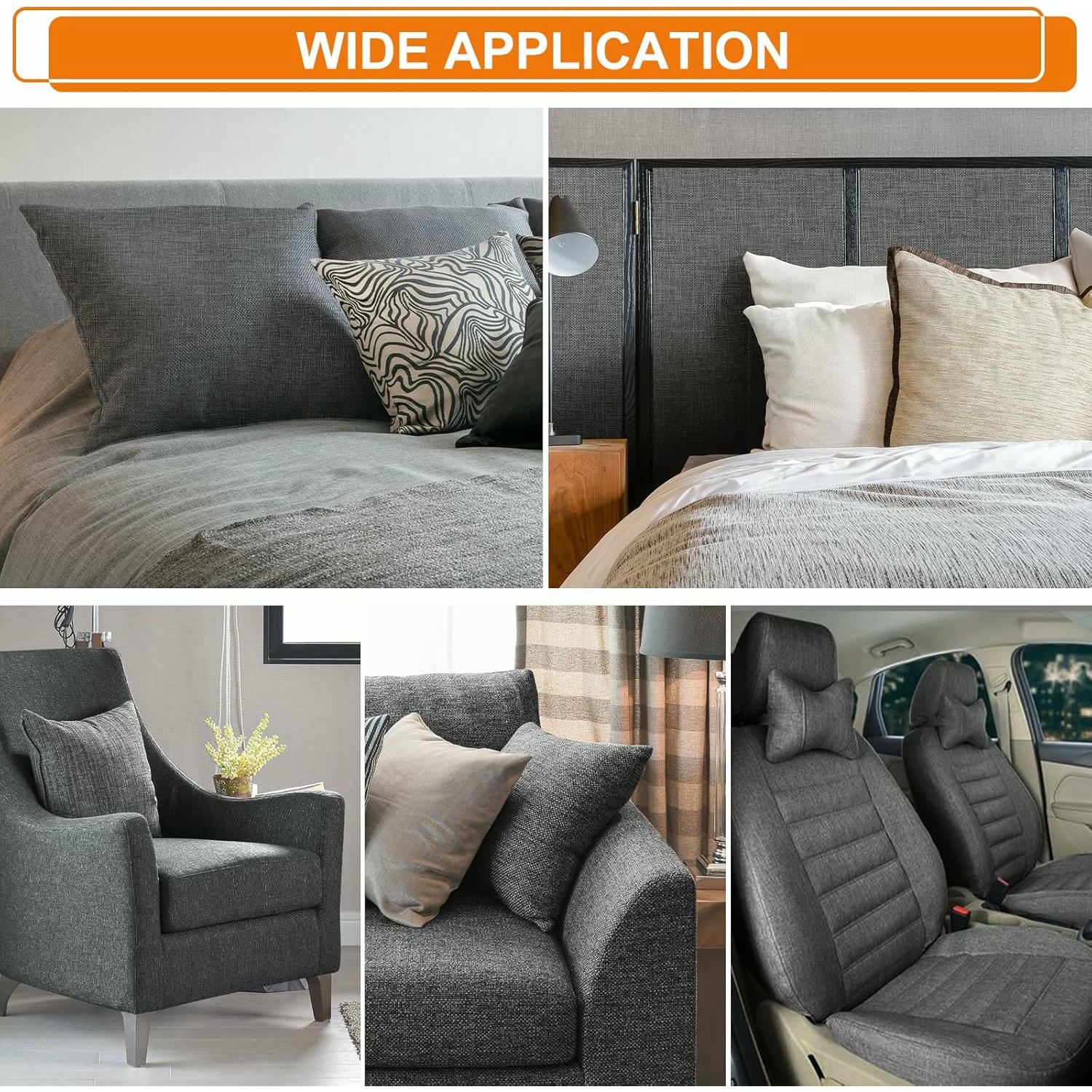 Cahomo Parche de Tela de Lino Autoadhesivo, 10 * 160 cm Parches de Reparación de Lino, para Tapizar, Sofá, Asientos de Coche, Bolsa de Lona, Muebles, Gris oscuro